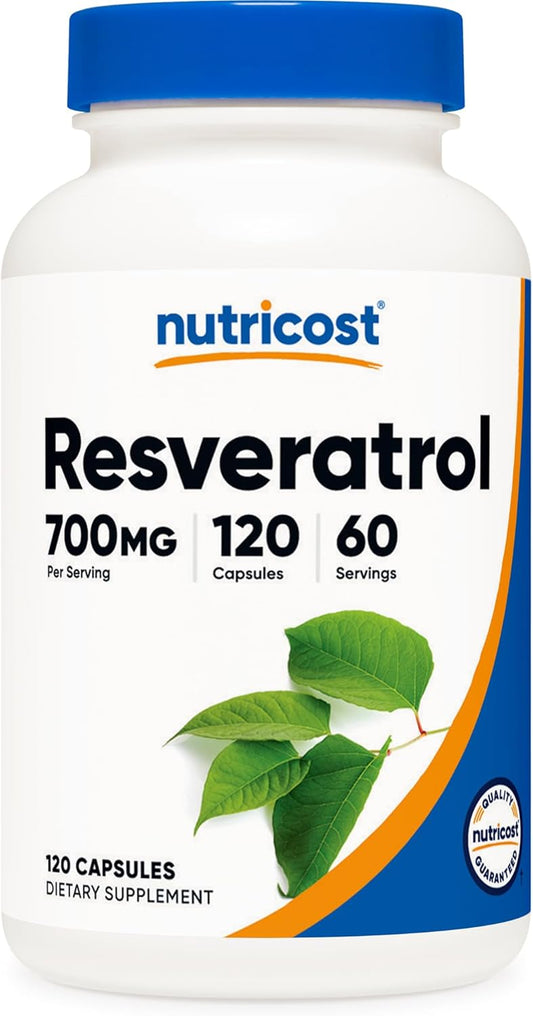 Nutricost Resveratrol 700mg Per Serving – 120 Capsules | High Strength Antioxidant Supplement for Anti Aging, Heart Health & Cellular Support